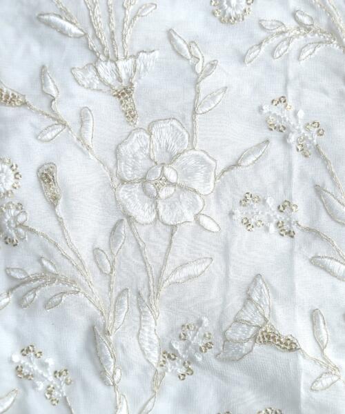 Buy Coding with thread and gold sequins embroidery fabric @ 455 INR