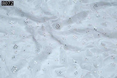 Shimmering Elegance: All-Over Jaal Pattern Embroidery with Mirror Work and Sequins on Georgette Fabric