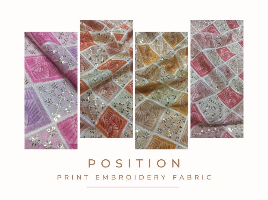 Luxurious Digital Position Print Embroidery Fabric in Kochi kerala State