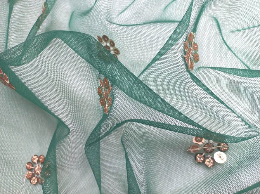 Latest Net Butta Embroidery Fabrics | Sequins Embroiderd Butta fabric
