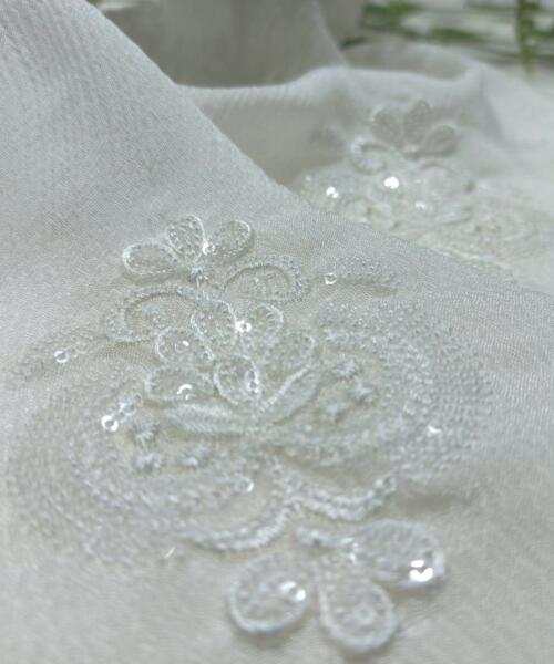 Butta Embroidered Fabric with Water Sequins Viscose Thread