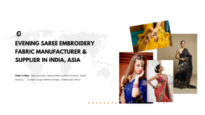 Evening Saree Embroidery Fabric Manufacturer & Supplier in India, Asia
