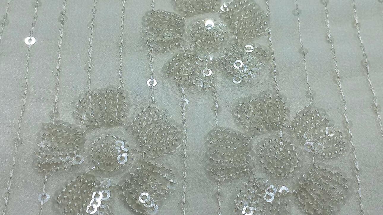 Latest Butta Embroidered Fabric with Water Sequins & Viscose Thread Work