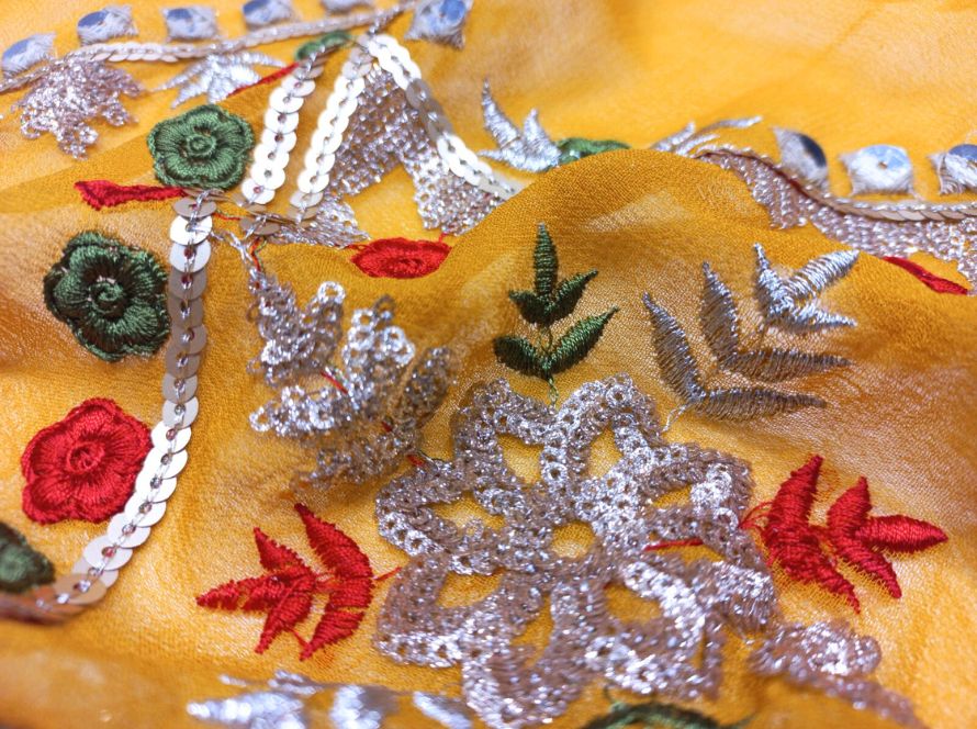 Sequins Embroidery Fabric | Designer Sequins Embroidered Design