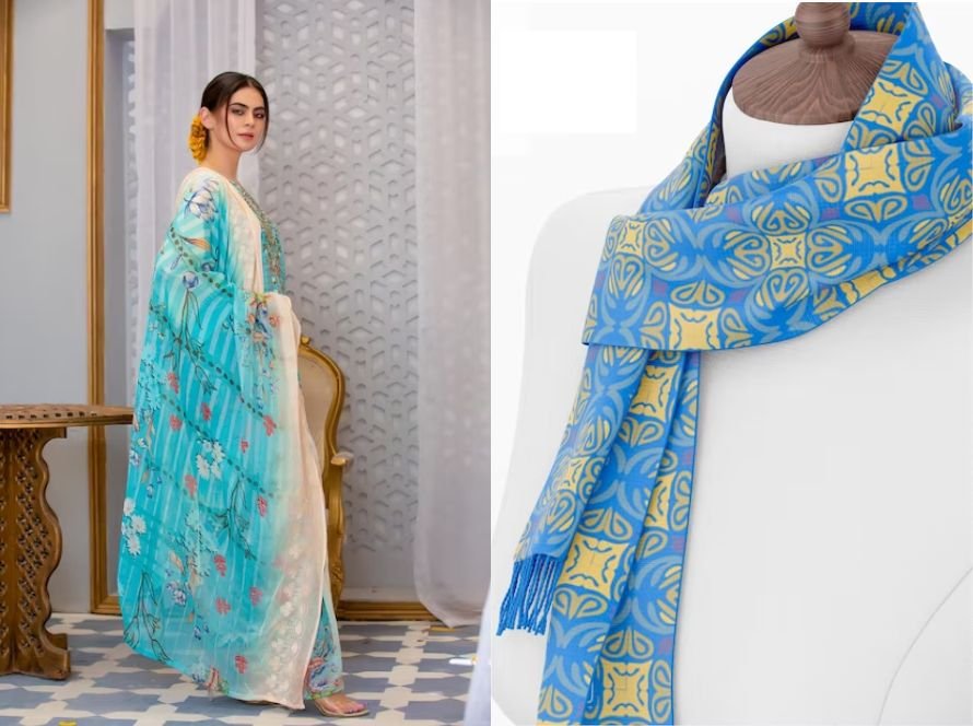 Latest Trending Dupatta material Fabrics in embroidered, Print and Plain fabric
