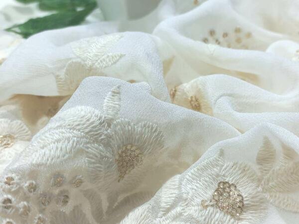 Daman Zari Embroidery Fabric with Cotton Thread