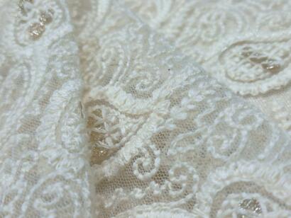 Luxurious Sequin Schiffli net embroidered fabric for sherwani design