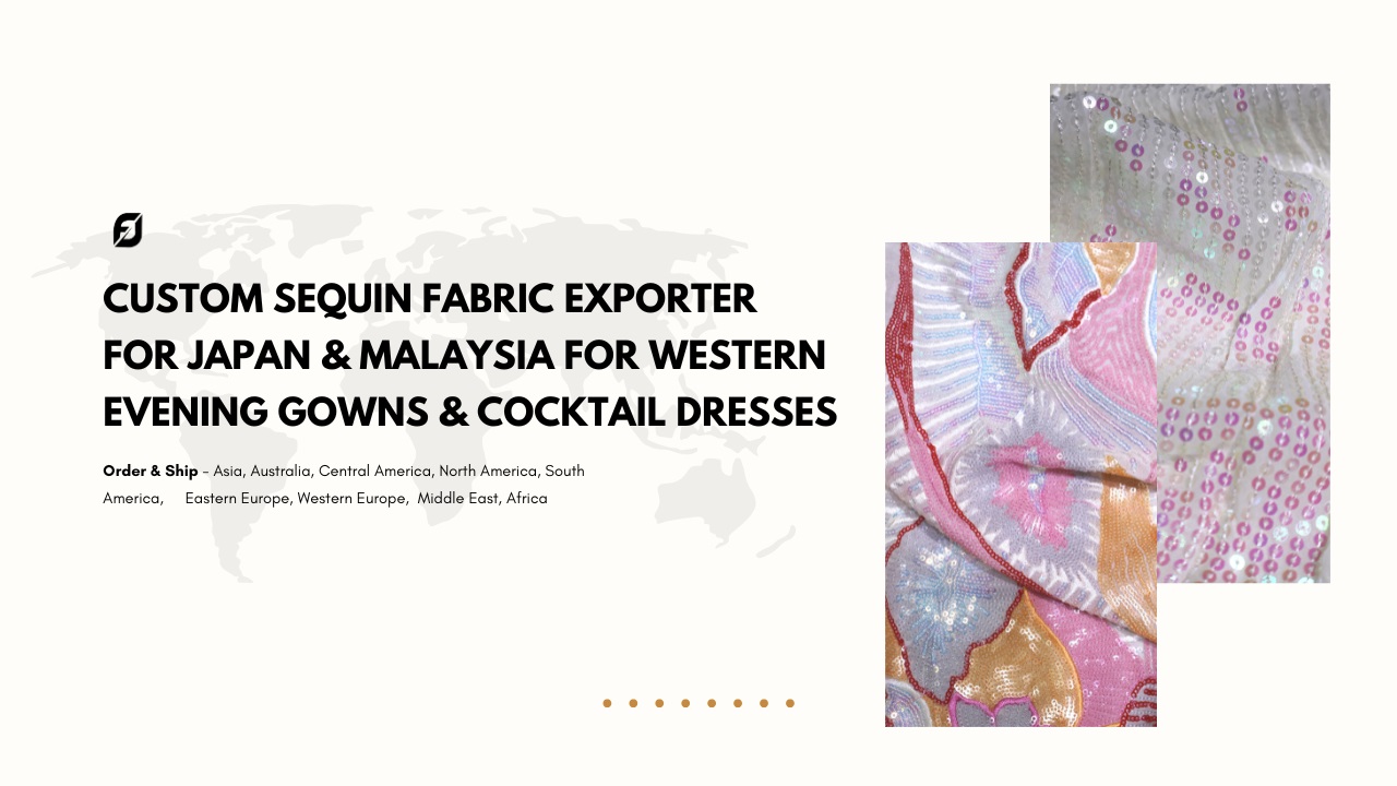 Custom Sequin Fabric Exporter for Japan & Malaysia for Western Evening Gowns & Cocktail Dresses