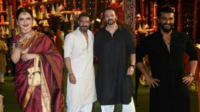 Bollywood Stars Shine at Ambani's Grand Ganesh Chaturthi Celebrations Ajay Devgn, Rekha, Karisma Kapoor, and More
