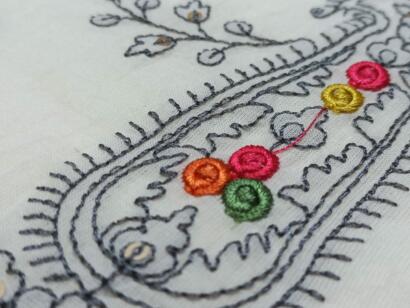 Thread work Embroidery fabric on Cotton - to Increase the beauty of your outfit