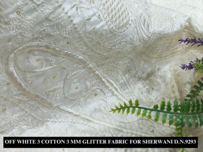 off white cotton Embroidery fabric for sherwani