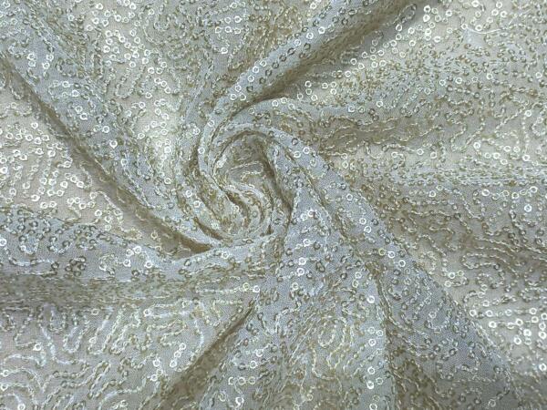 Allover Sequins Embroidery fabric on Georgette