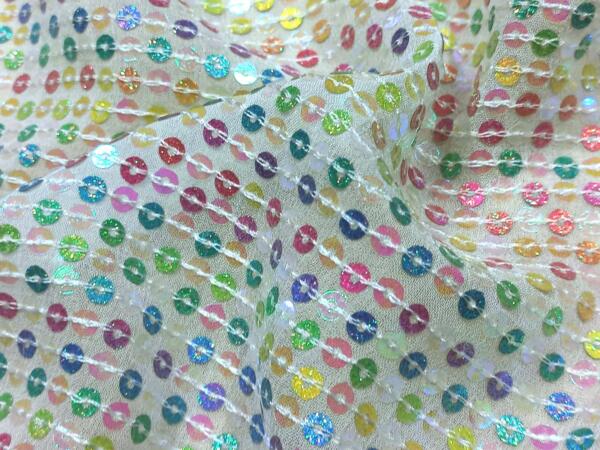 Allover multi color Sequins embroidery fabric for export