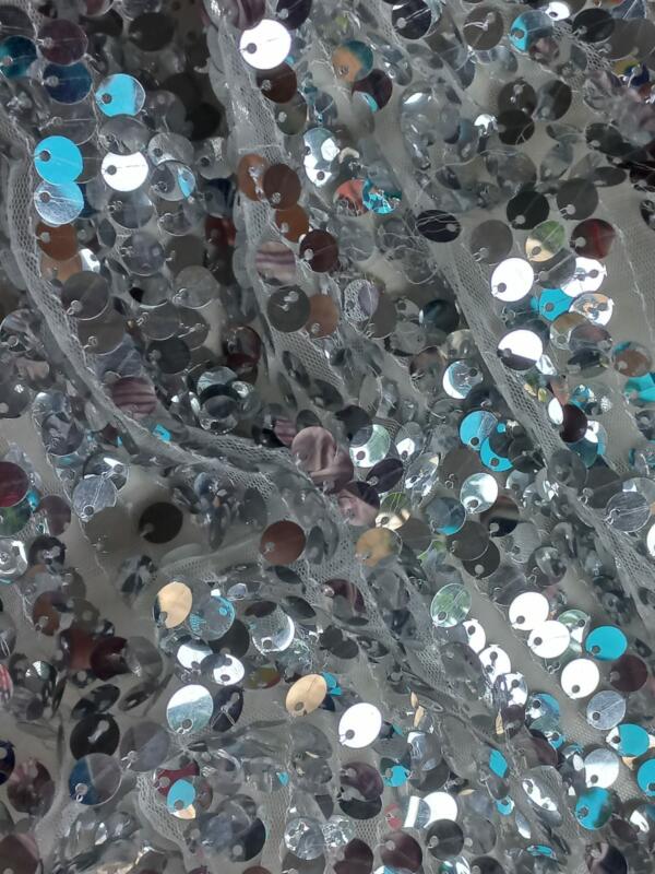 Allover silver sequins embroidery fabric near me