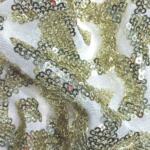 Beige Sequins Embroidery fabric for Western Dress