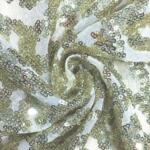Beige Sequins Embroidery fabric for Western Wear