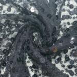 Black mesh net sequin embroidery fabric online - Black Tulle fabric