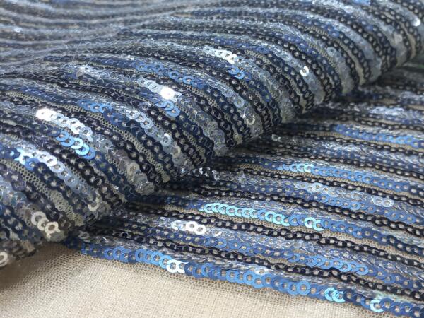 Buy Blue Lining Sequin Fabric for Women Clothes on georgette