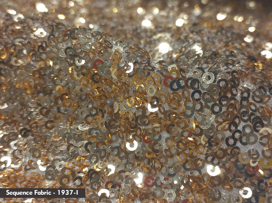 Buy Gold Sequin Embroidery Fabric Online In India
