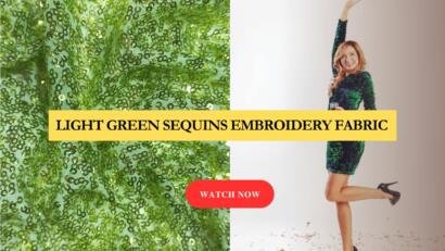 Buy Light green sequins Embroidery fabric online Embroidery fabric At Wholesale rate