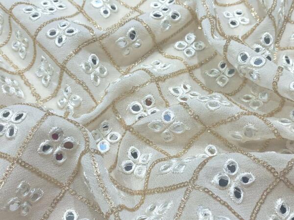 Buy Mirror Work Embroidery fabric for Women Dress
