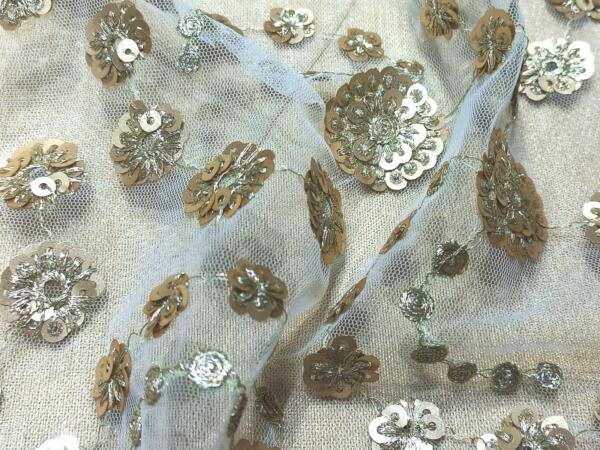 Buy Net sequins butti fabric for women clothes in india
