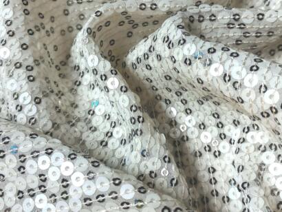 Buy off white Sequins Embroidery fabric for Bridal Gowns