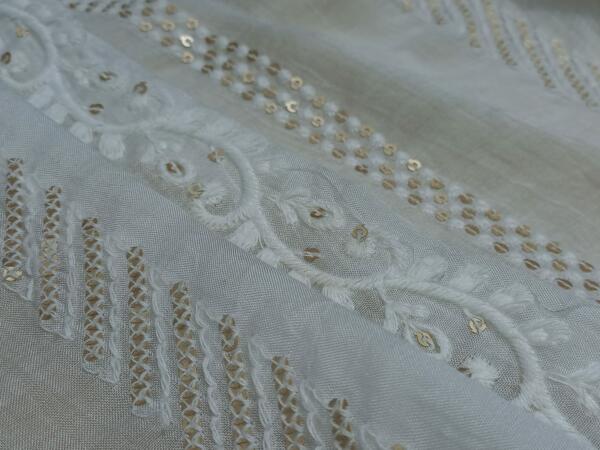Cotton embroidery fabric for premium women clothes india