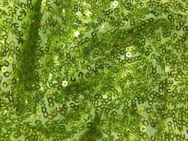 Green sequins embroidery fabric by the yard,