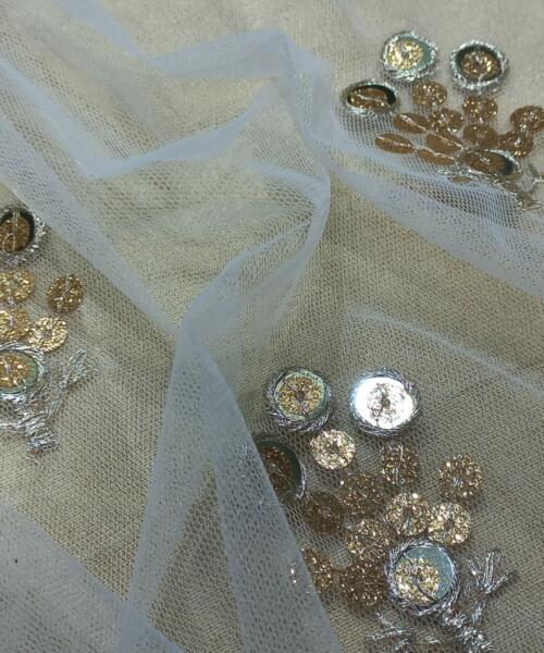 Heavy Net Sequins Butta fabric for Luxurious Apparel