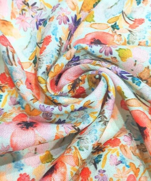 Buy Multi color printed fabric for pretty women dress online