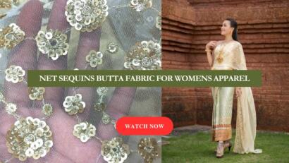 Net sequins butti fabric for women clothes in india