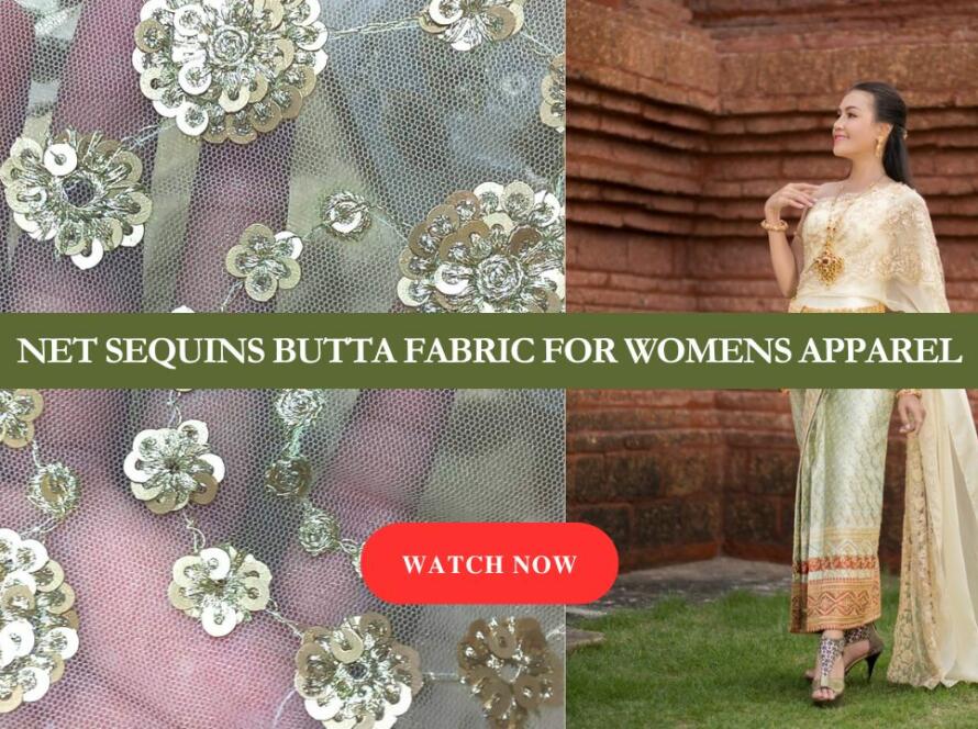 Net sequins butti fabric for women clothes in india