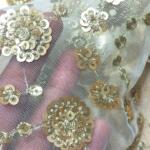 Net sequins butti fabric for women clothes price