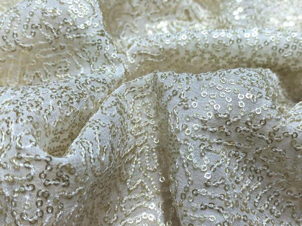 Sequins Allover Embroidery fabric on gerogette