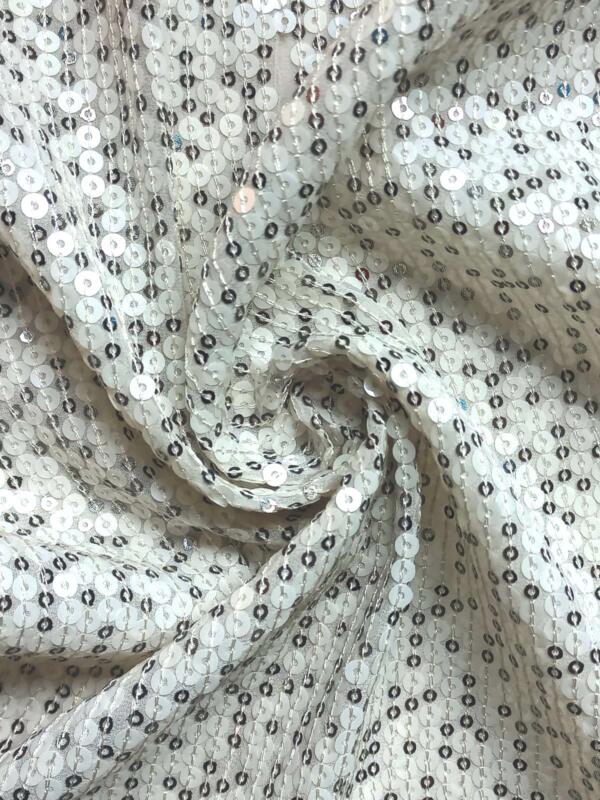 off White Sequins Embroidery Dress fabric