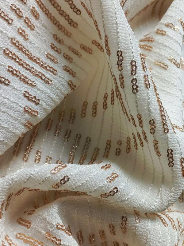 Allover lining Gold sequins embroidery fabric for Women apparel