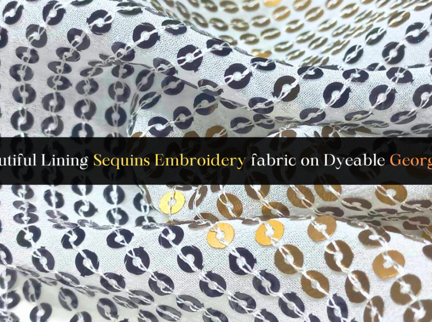 Beautiful Lining Sequins Embroidery fabric on Dyeable Georgette