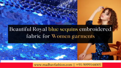 Beautiful Royal blue sequins embroidered fabric for Women garments