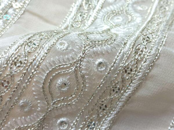 Buy Dyeable Designer embroidered lace fabric