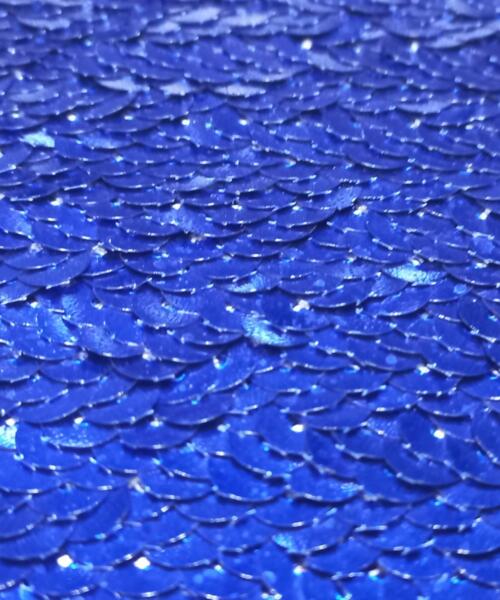 Buy Royal blue sequins embroidered fabric