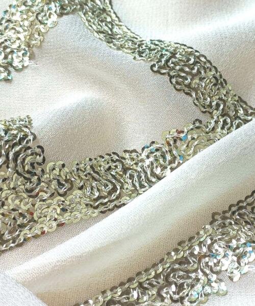 Buy Sequin Work Embroidery on Dyeable Georgette Fabric