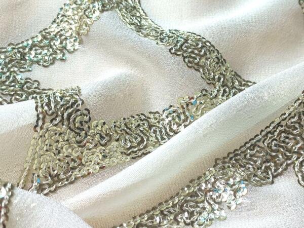 Buy Sequin Work Embroidery on Dyeable Georgette Fabric