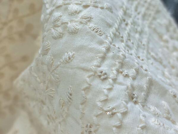 Cotton thread embroidery fabric for wedding sherwani india