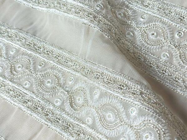Designer Embroidered viscose Thread lace on Georgette fabric