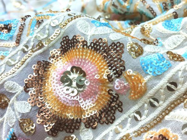 Designer Embroidery fabric for Lehenga