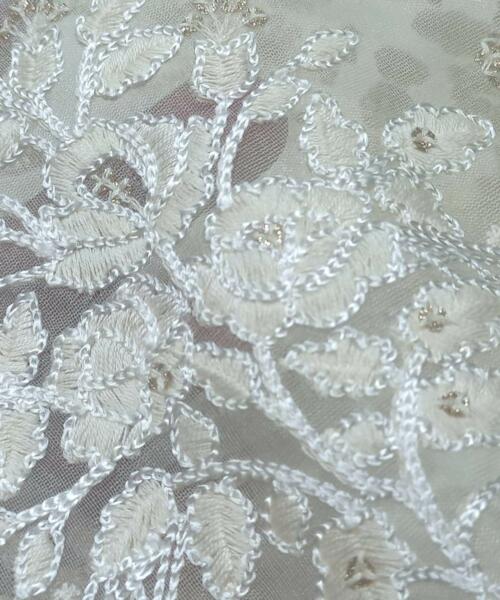 Dyeable Chain embroidery fabric with sequins and Viscose thread