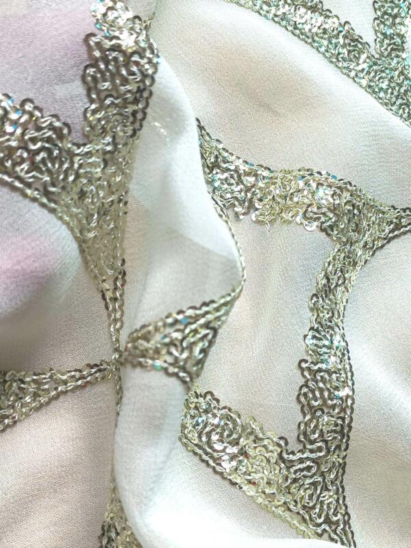 Dyeable Embroidery fabric with Sequins work