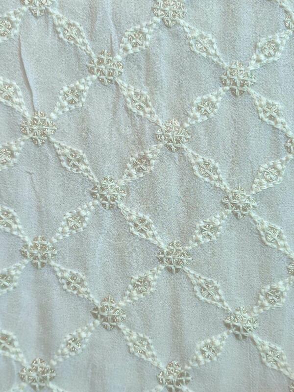 Dyeable Schiffli Embroidered Georgette Fabric with Iridescent Magic