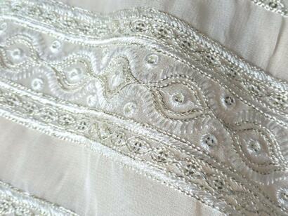 Buy Dyeable Designer embroidered lace fabric